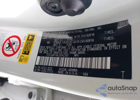 2018 Toyota Highlander Hybrid Xle from USA, damaged, VIN 5TDJGRFH8JS042397